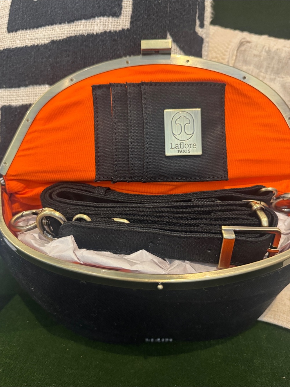 Jobanane Parisian Chic Black Bag with Orange Lining - Picture 3 of 4